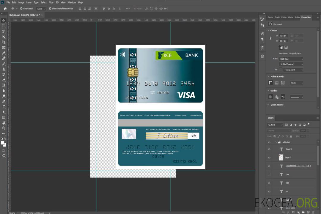 Carte visa classique Kenya KCB Bank template Carte visa classique Kenya KCB Bank template